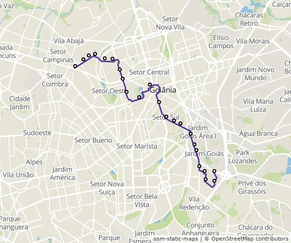 Mapa do itinerário da linha