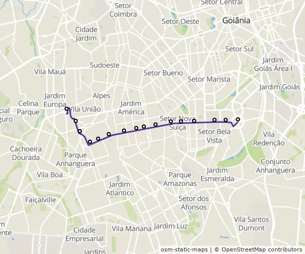 Mapa do itinerário da linha