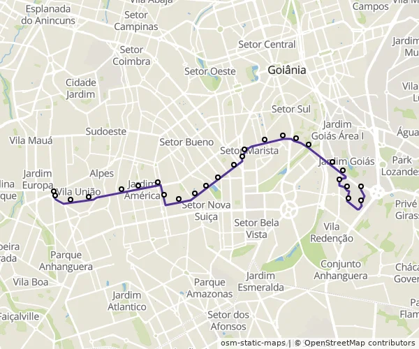 Mapa do itinerário da linha