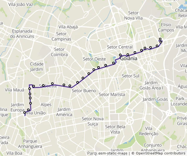 Mapa do itinerário da linha