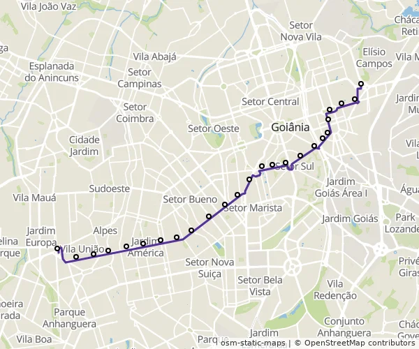 Mapa do itinerário da linha