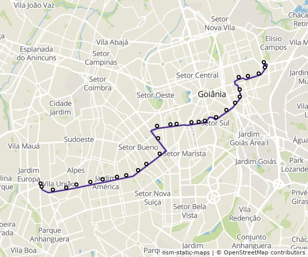 Mapa do itinerário da linha