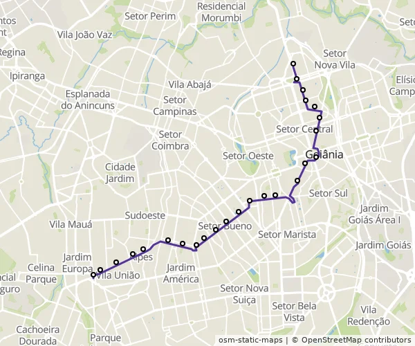Mapa do itinerário da linha