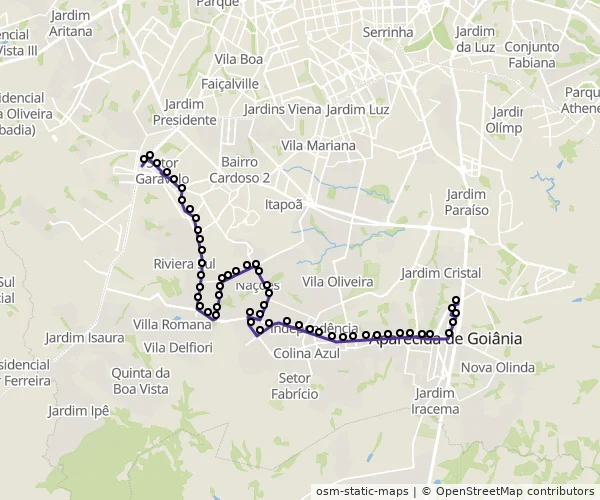 Mapa do itinerário da linha