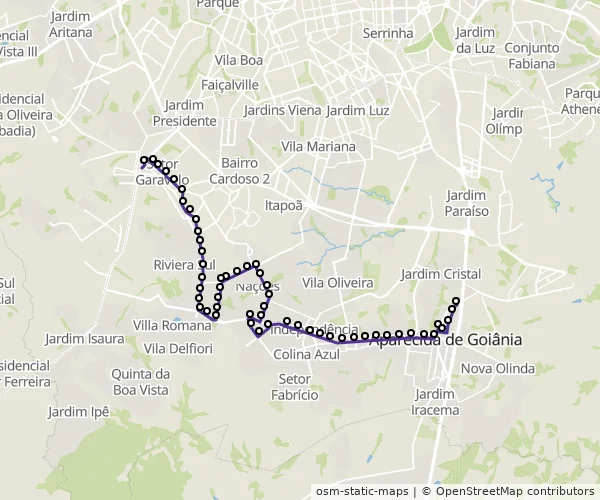 Mapa do itinerário da linha