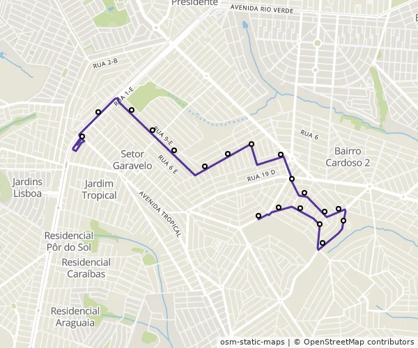 Mapa do itinerário da linha