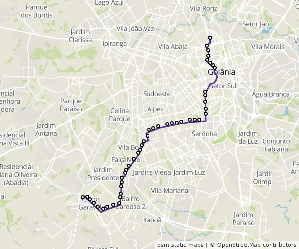 Mapa do itinerário da linha