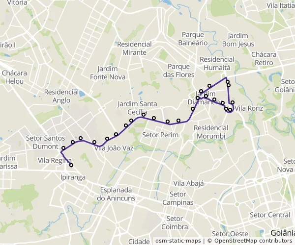 Mapa do itinerário da linha