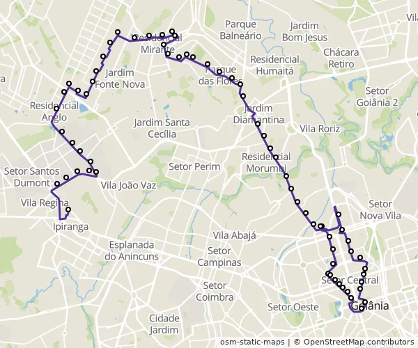 Mapa do itinerário da linha