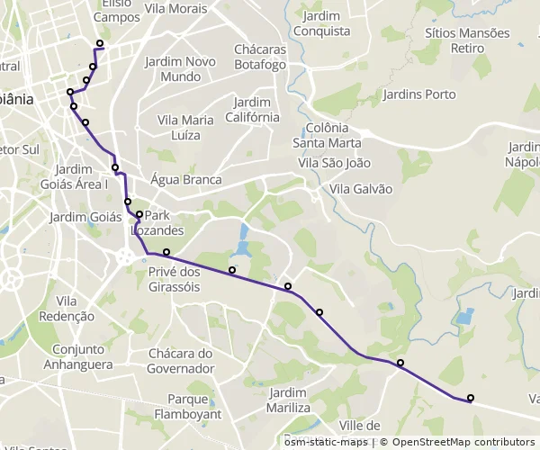 Mapa do itinerário da linha