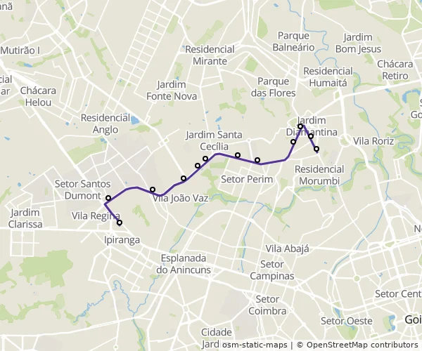 Mapa do itinerário da linha