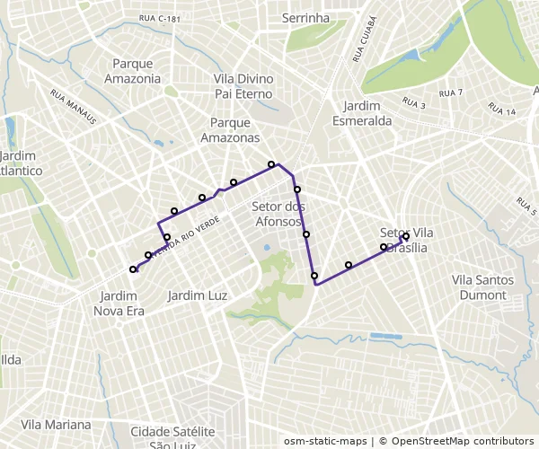 Mapa do itinerário da linha