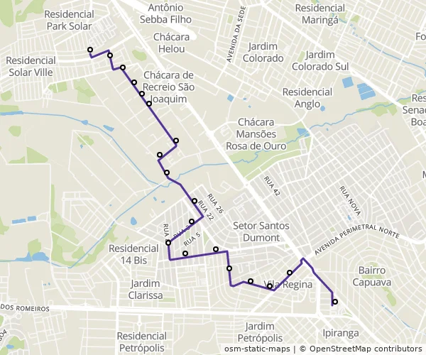 Mapa do itinerário da linha