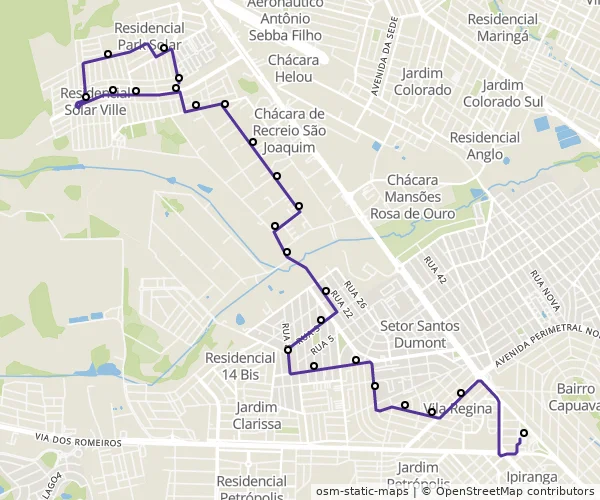 Mapa do itinerário da linha