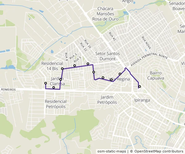 Mapa do itinerário da linha
