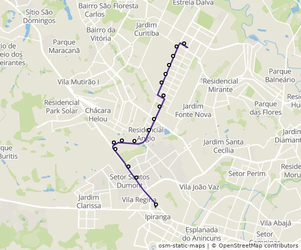 Mapa do itinerário da linha