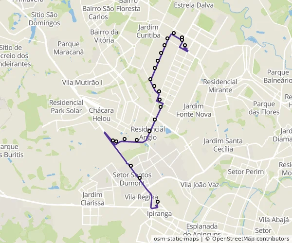 Mapa do itinerário da linha