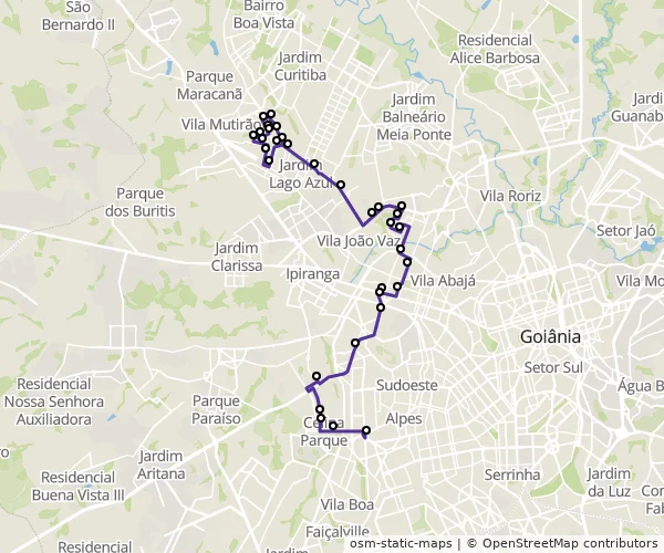 Mapa do itinerário da linha
