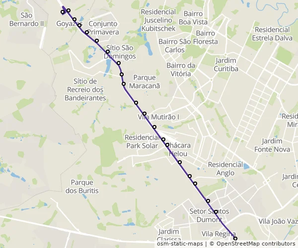 Mapa do itinerário da linha