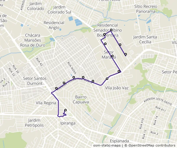 Mapa do itinerário da linha