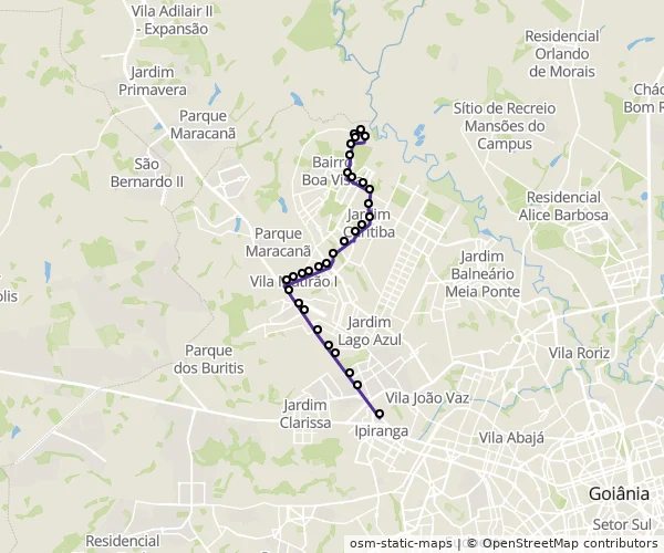 Mapa do itinerário da linha