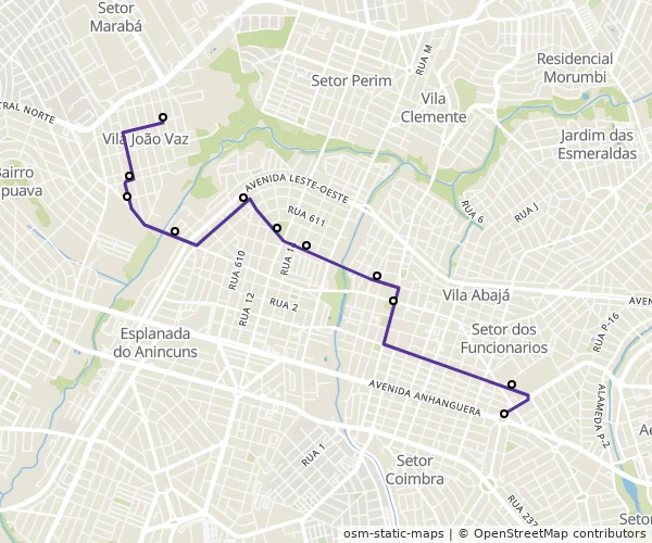 Mapa do itinerário da linha
