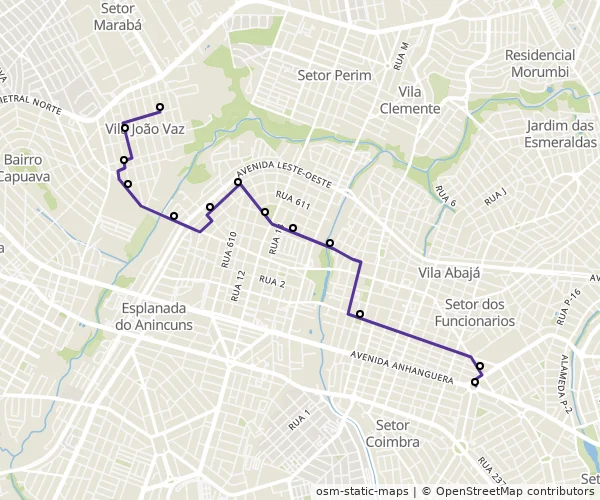 Mapa do itinerário da linha