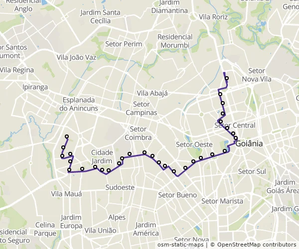 Mapa do itinerário da linha