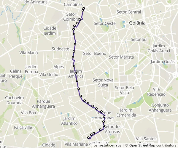Mapa do itinerário da linha