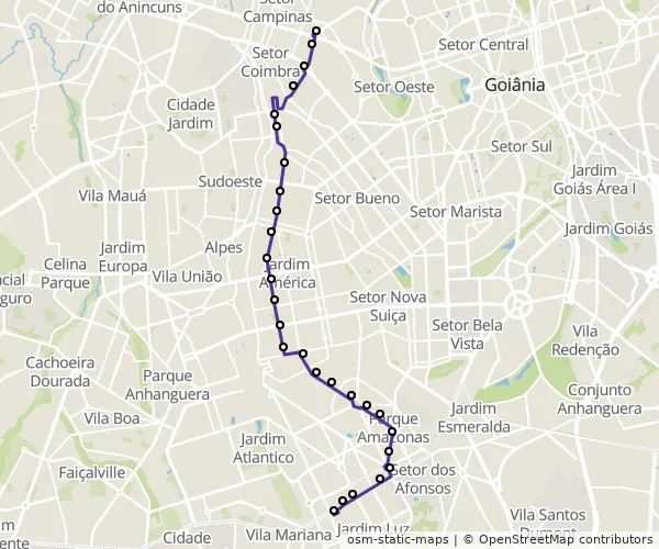 Mapa do itinerário da linha