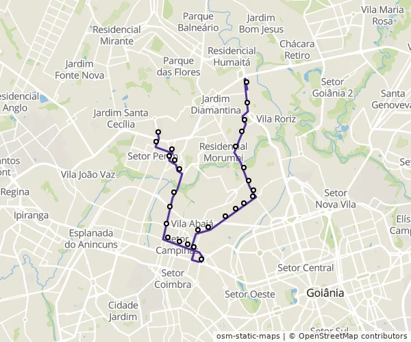 Mapa do itinerário da linha