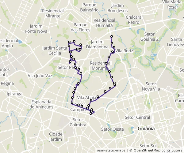 Mapa do itinerário da linha