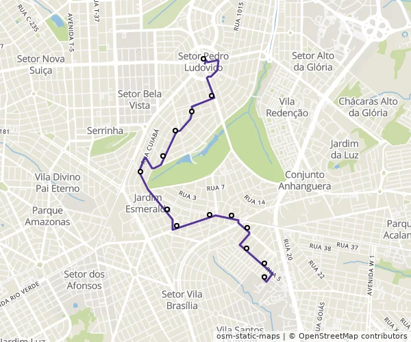 Mapa do itinerário da linha