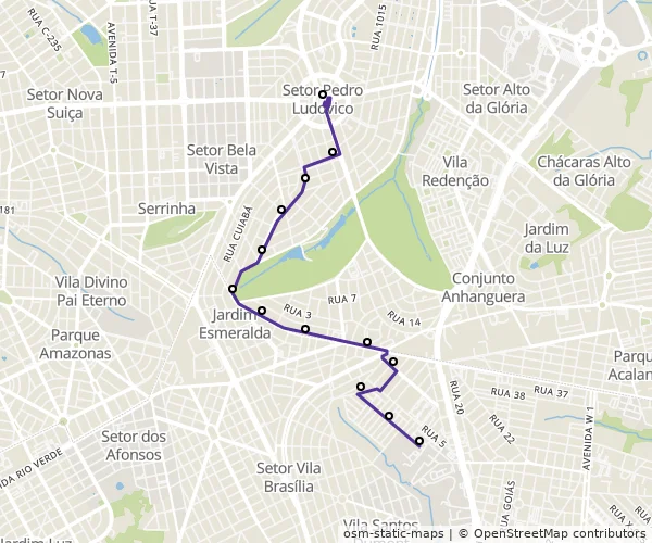 Mapa do itinerário da linha