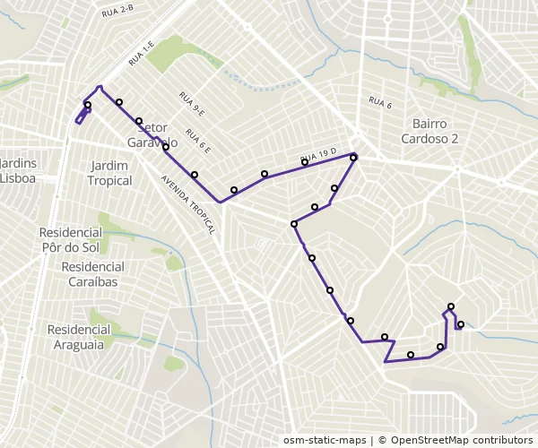Mapa do itinerário da linha
