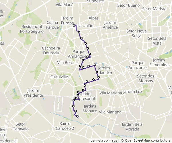 Mapa do itinerário da linha