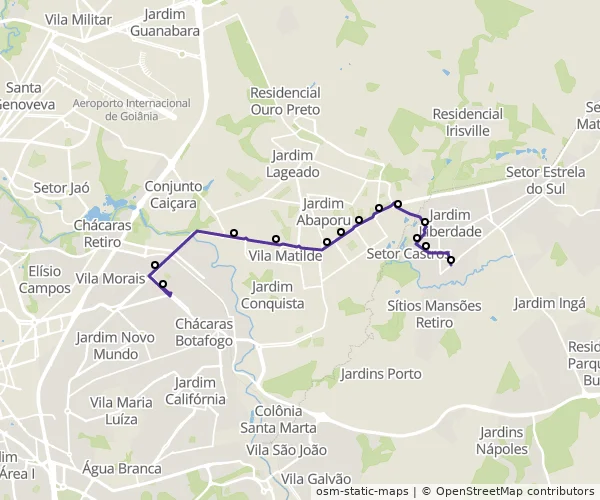 Mapa do itinerário da linha
