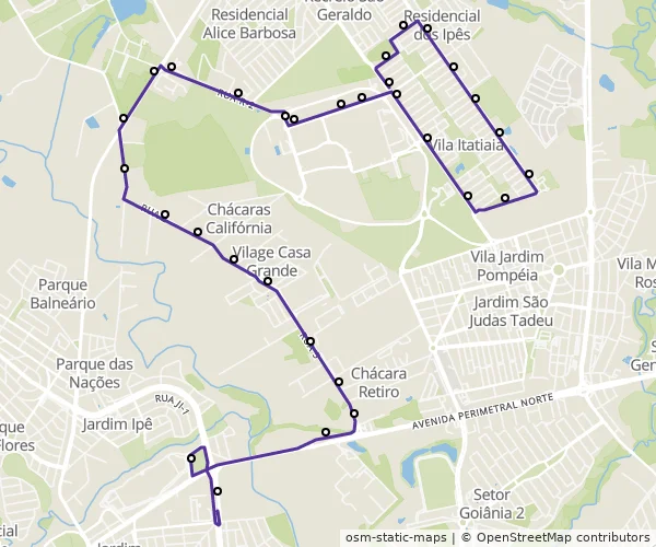 Mapa do itinerário da linha