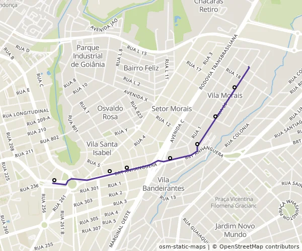 Mapa do itinerário da linha