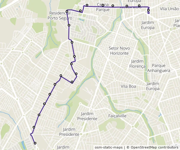 Mapa do itinerário da linha