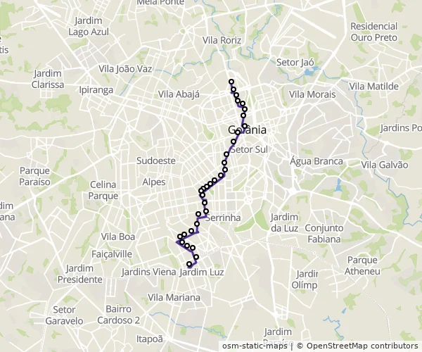 Mapa do itinerário da linha
