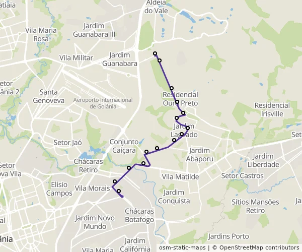Mapa do itinerário da linha