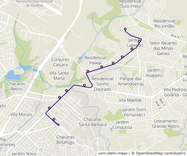 Mapa do itinerário da linha