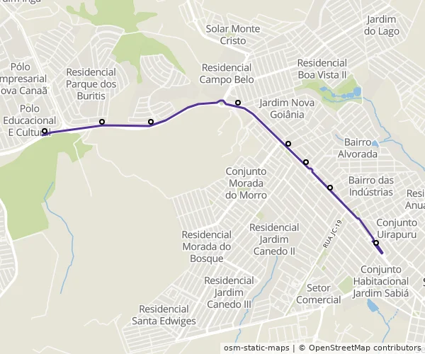 Mapa do itinerário da linha