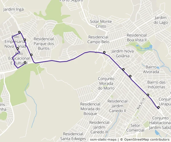 Mapa do itinerário da linha