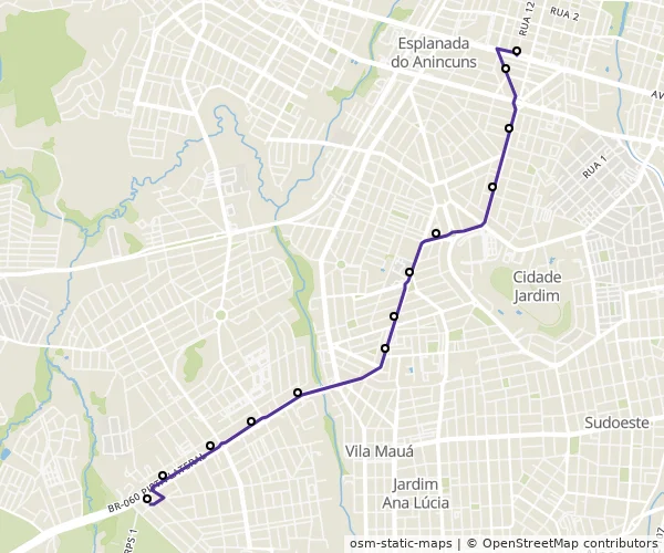 Mapa do itinerário da linha