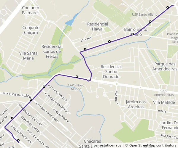 Mapa do itinerário da linha