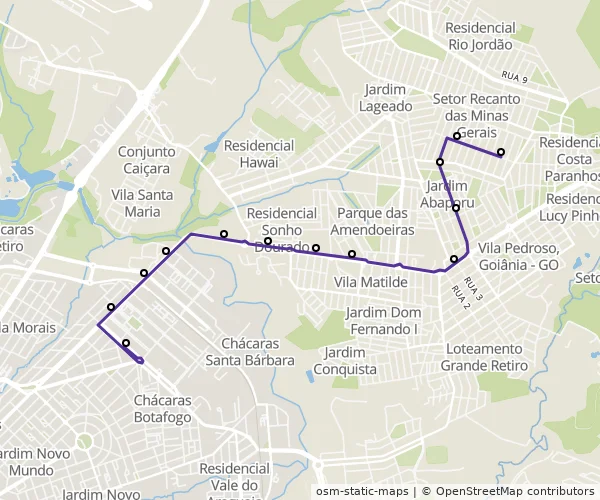 Mapa do itinerário da linha