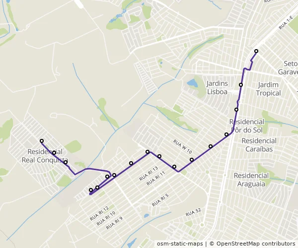 Mapa do itinerário da linha