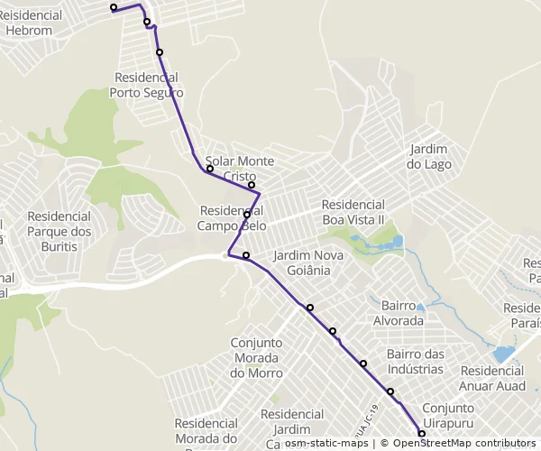 Mapa do itinerário da linha